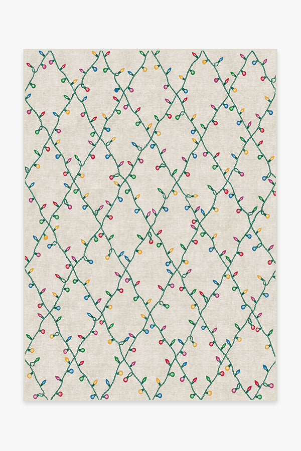 Holiday Lights Creme Rug | Ruggable