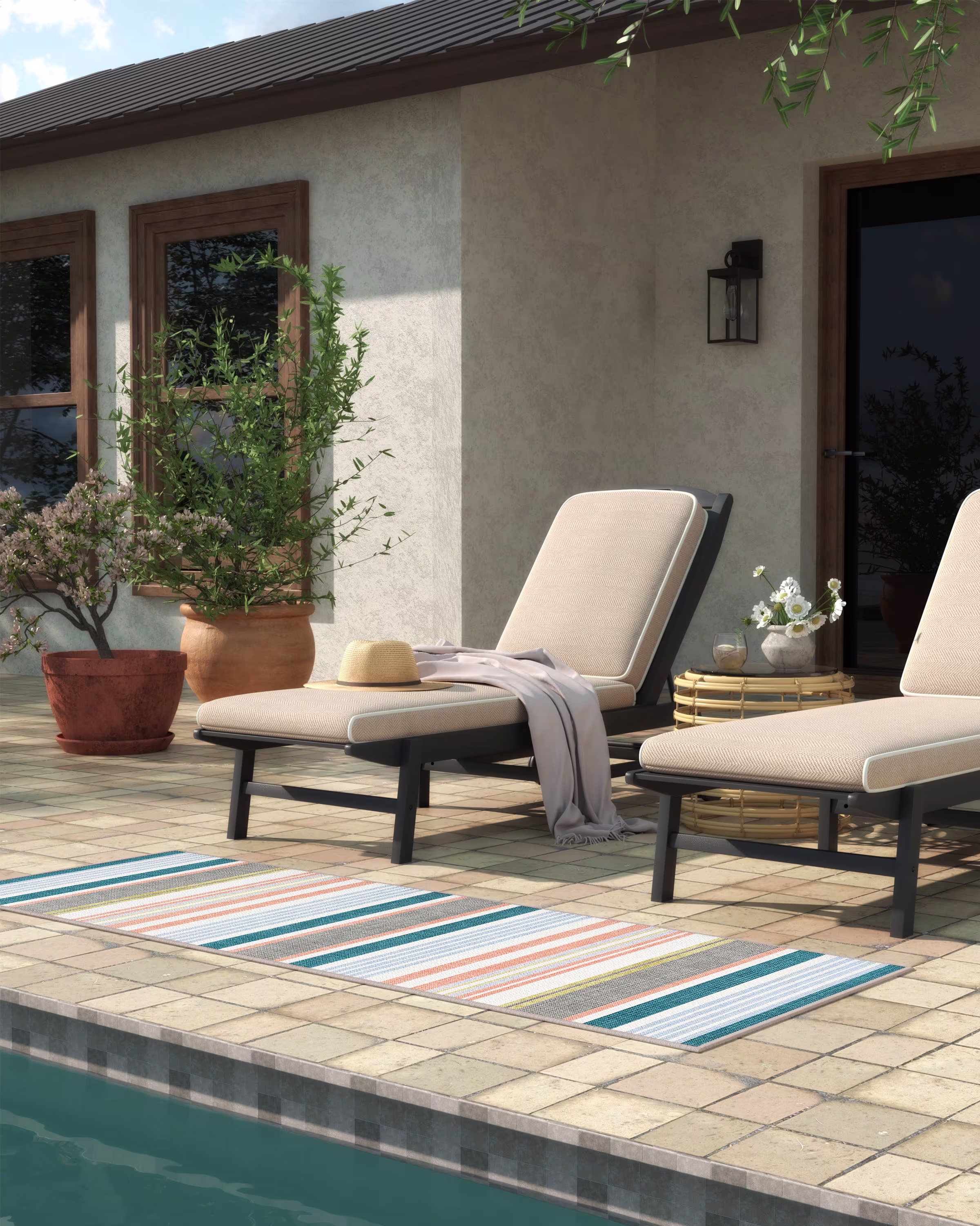 Ruggable Tropez Stripe Teal Multicolor Outdoor Rug - How to Clean and Wash an Outdoor Rug Blog