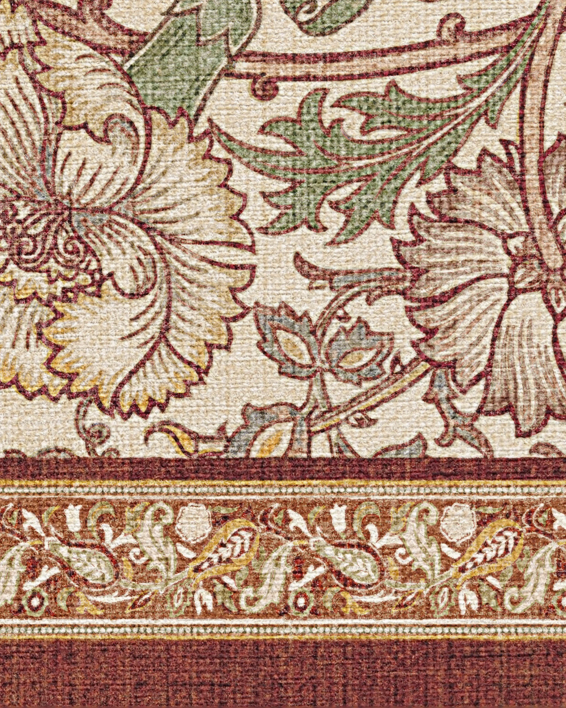 Morris & Co. Pink & Rose Burgundy Rug | Ruggable