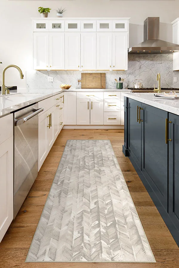 Watercolor Herringbone Cream Rug Ruggable
