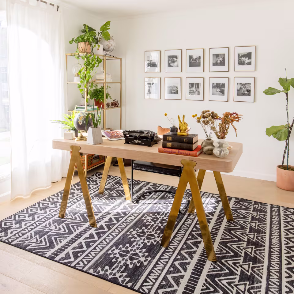 Ruggable Linear Diamond Black Rug office