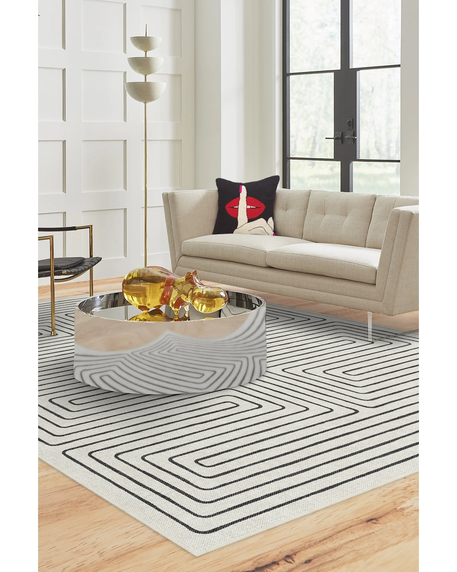 Jonathan Adler Labyrinth Schwarz & Elfenbein Teppich Ruggable