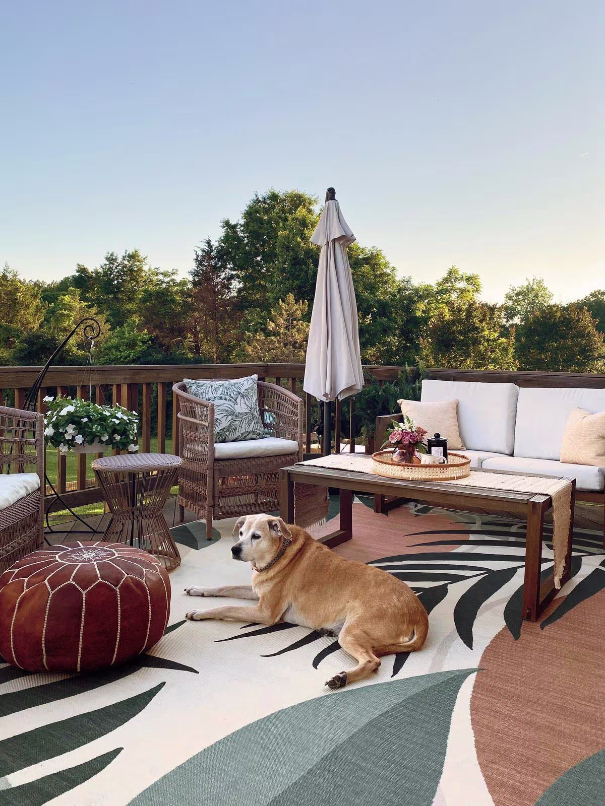 Ruggable Outdoor Tulum Desert Sage Rug in outdoor lounge area