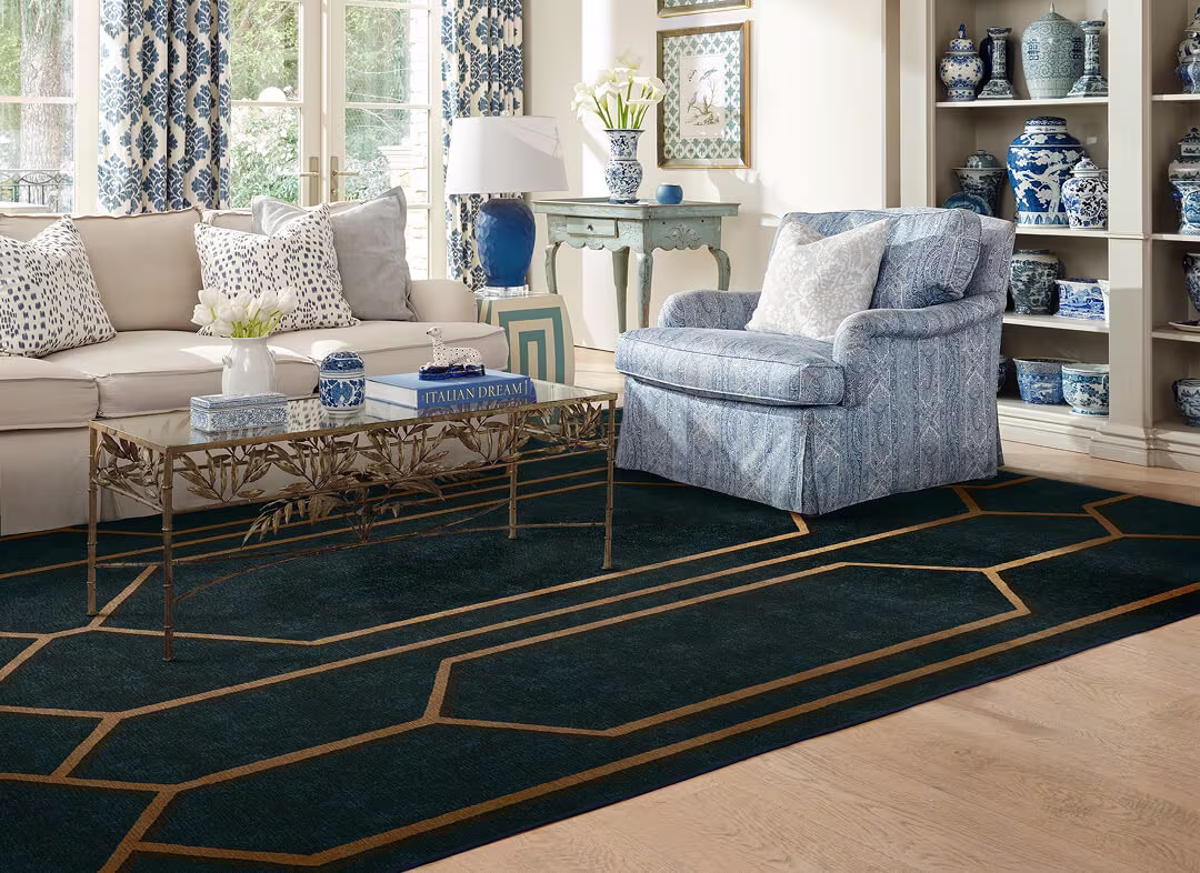 The Hiltons Bryant Marine Blue & Gold Rug