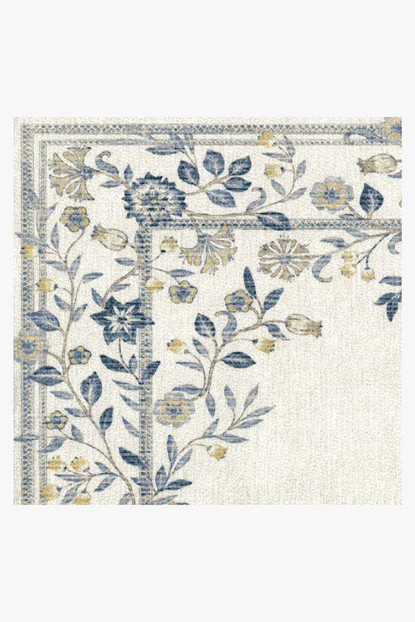 Ruggable's Morris & Co. Wilhelmina Weave Ivory & Blue Premium Rug in 5x7