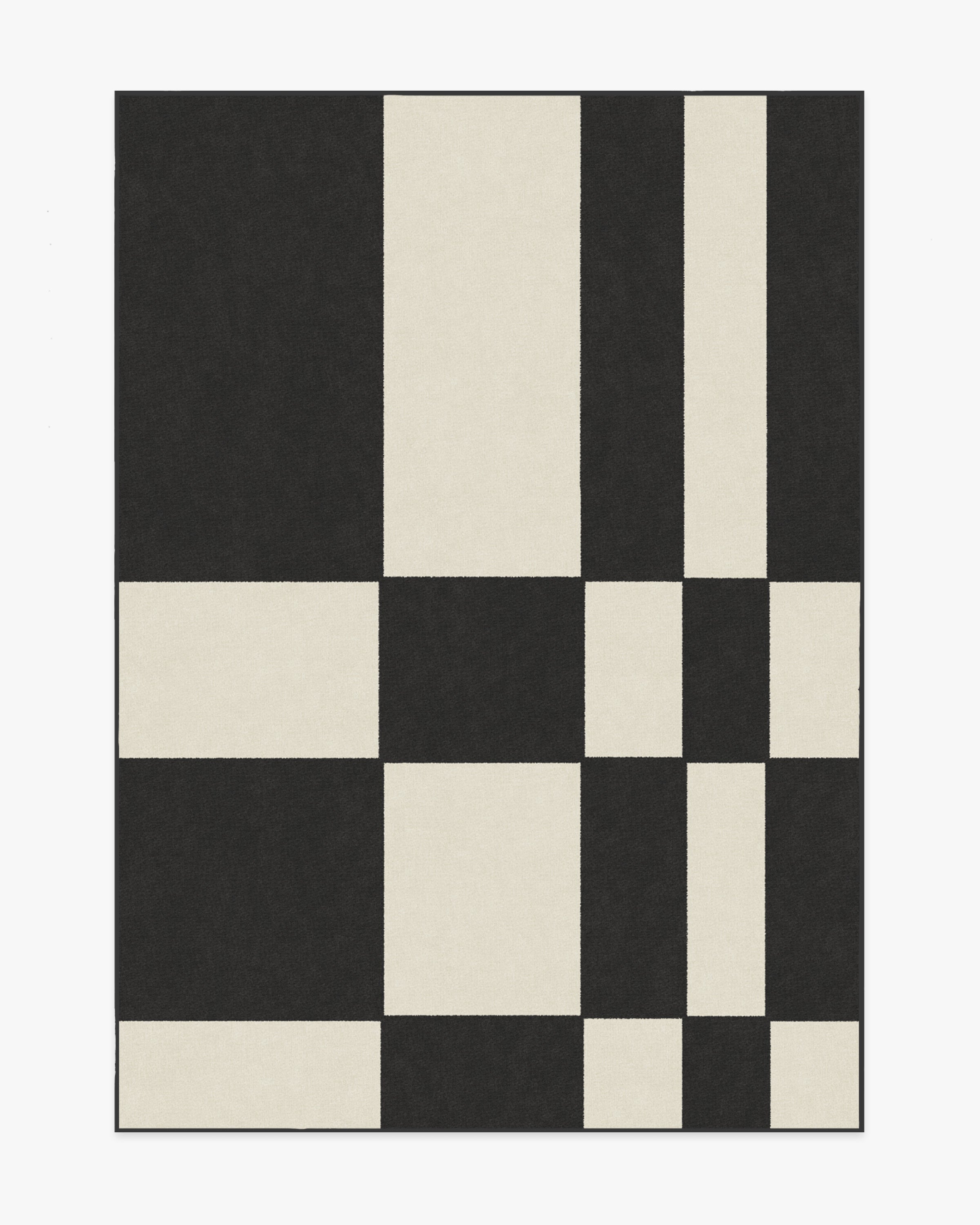 Coen Check Black & Ivory Rug 5x7