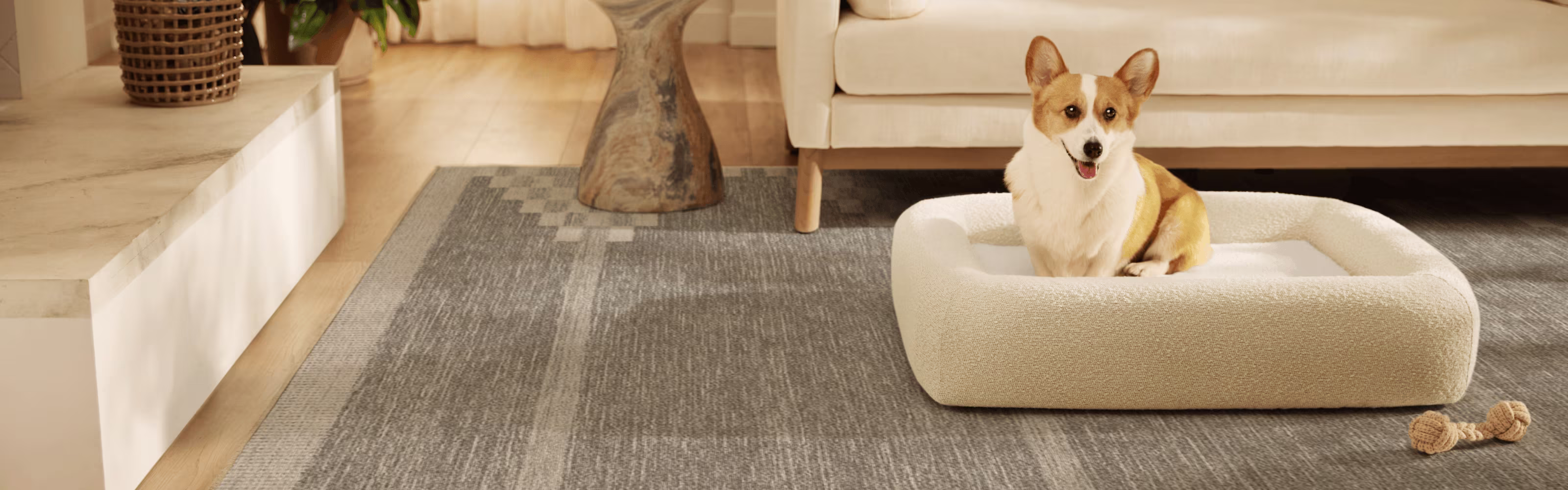 Ruggable Cream Boucle Bolster Pet Bed