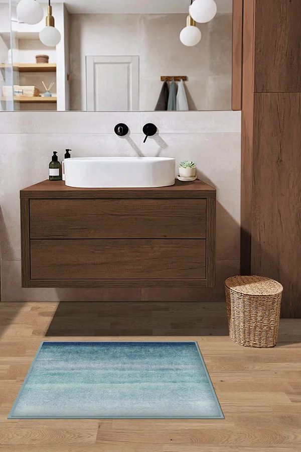 Seascape Blue Bath Mat | Ruggable