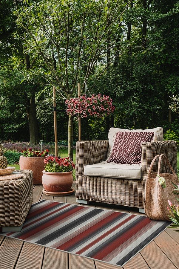 Rain Indoor/Outdoor Red Multi Rug Round 8' - Railey Design