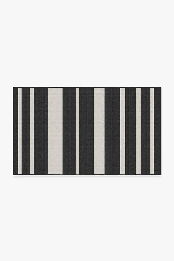 Ruggable's Outdoor Sailmaker Stripe Black Rug in 3x5