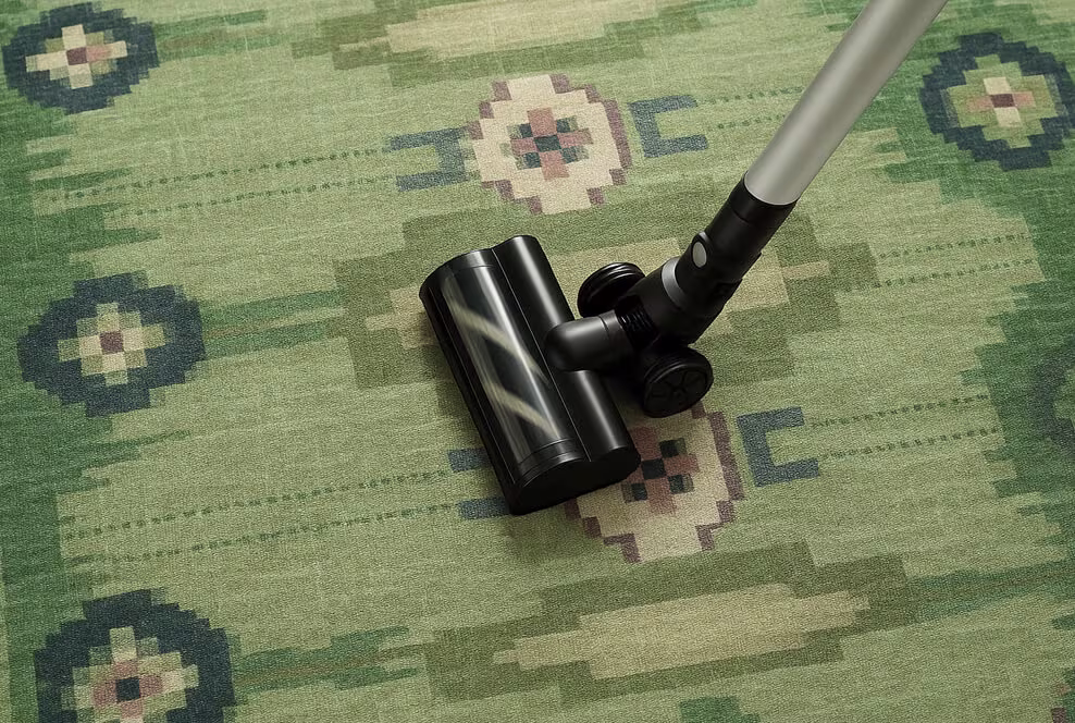 Ruggable Annika Green All-in-One Rug Vacuuming Tips