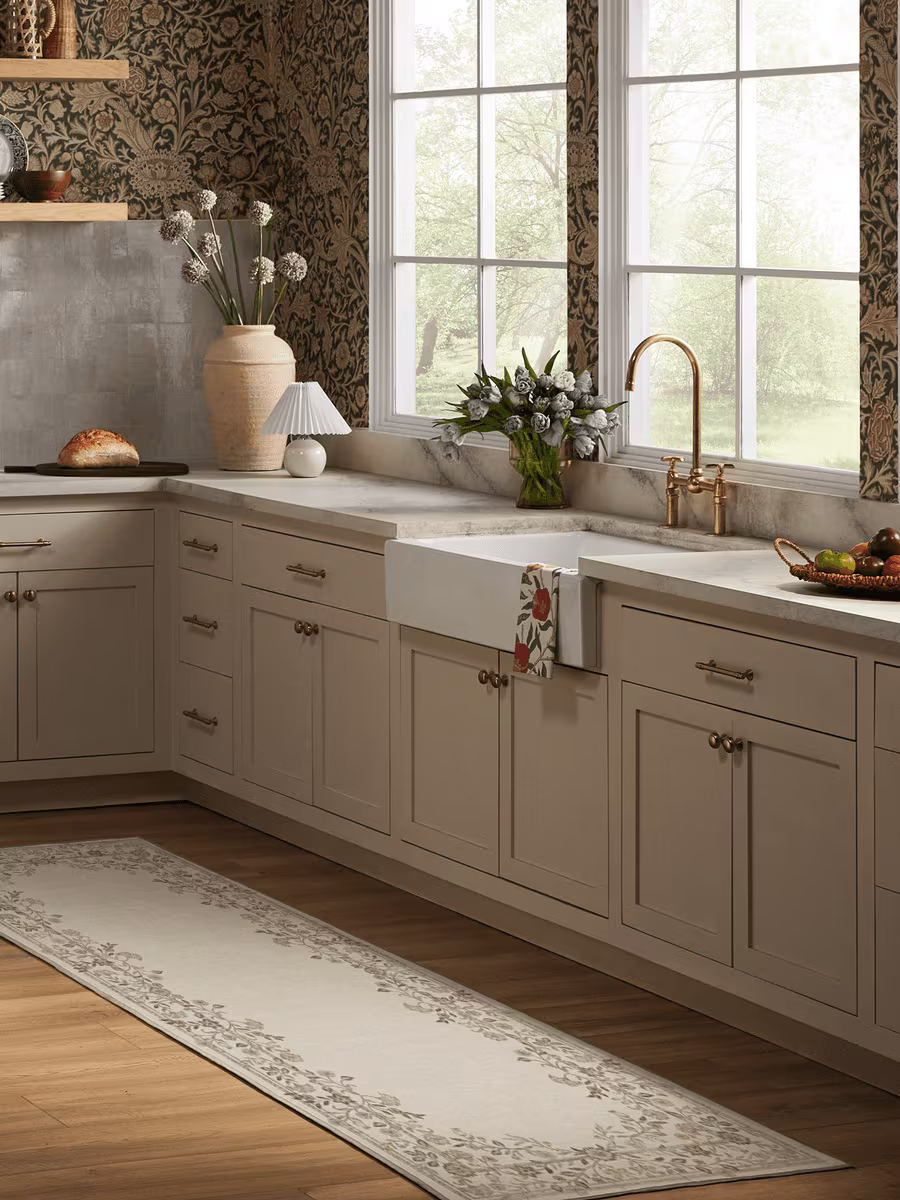 Ruggable Morris & Co. Wilhelmina Weave Natural Tufted Runner Rug in Kitchen