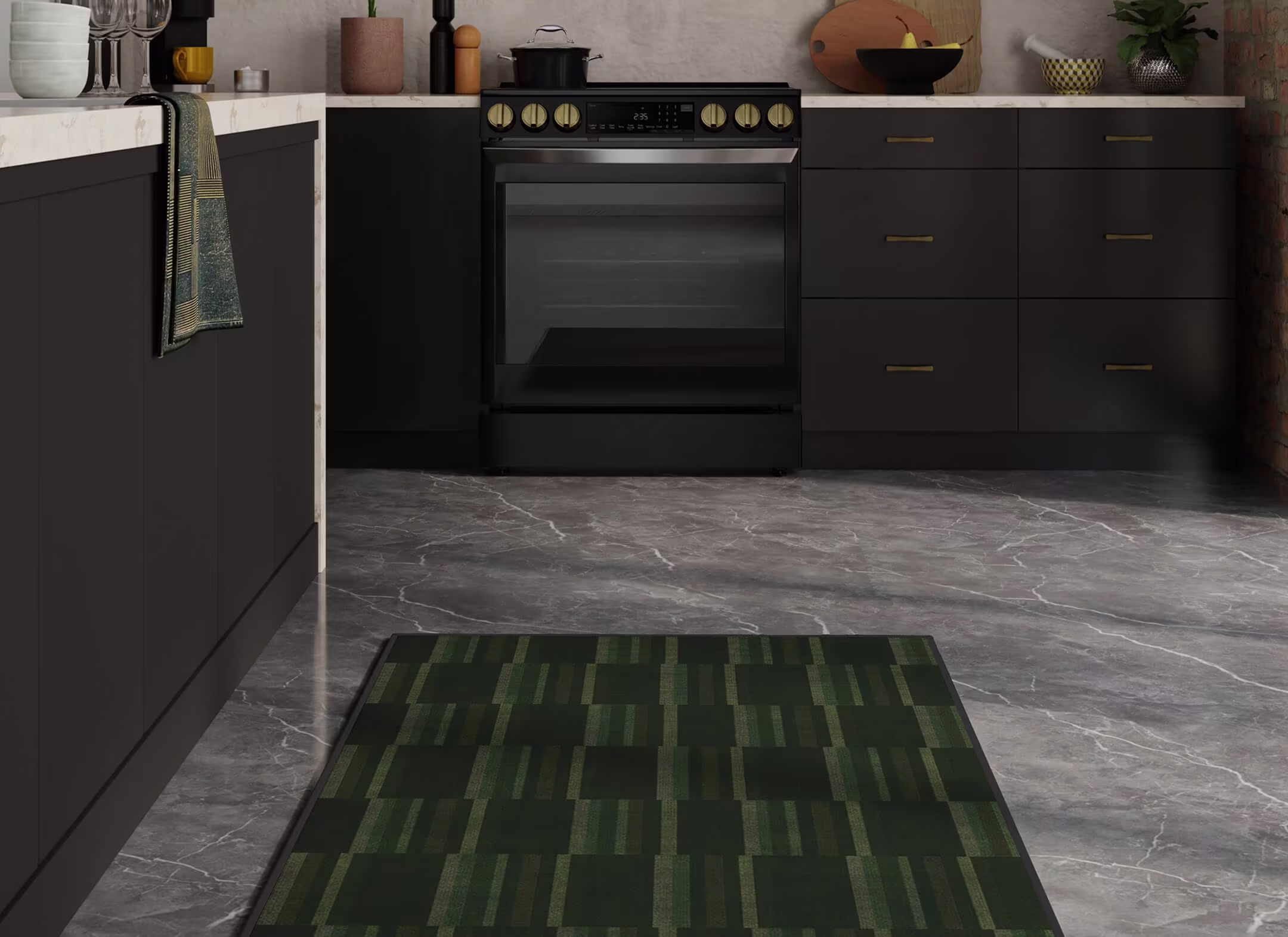 Michael Michalsky London Olive & Green Tufted Rug (Kitchen Shot)