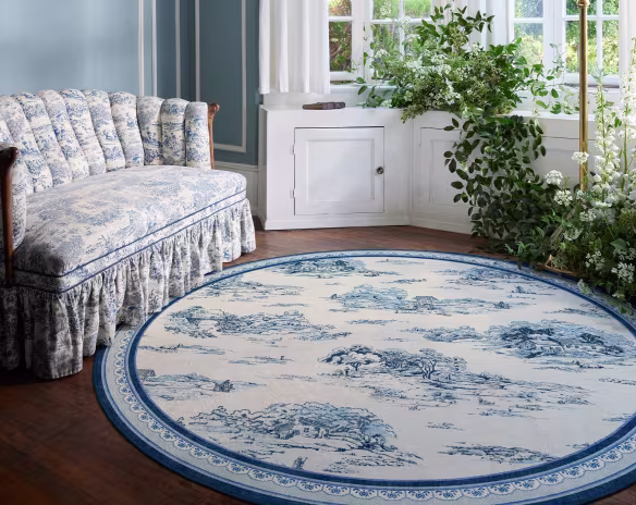 Provence Toile Delft Blue Round Rug  link to Tapis Régence moderne products