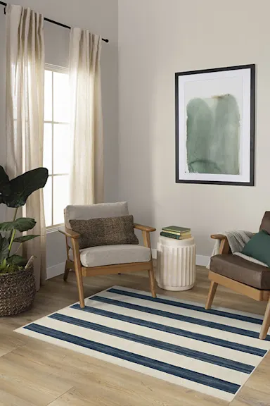 Sumi Sailor Stripe Navy Rug | Ruggable