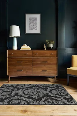 Dark Side Damask Charcoal Rug | Ruggable