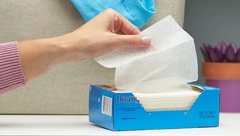 Remove dust from surfaces using Downy Dryer sheets