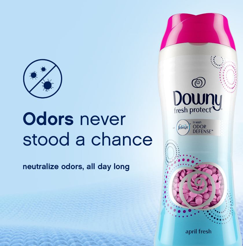 Downy Fresh Protect April Fresh In wash Scent Booster beads with odor protection helps keep clothes smelling fresh