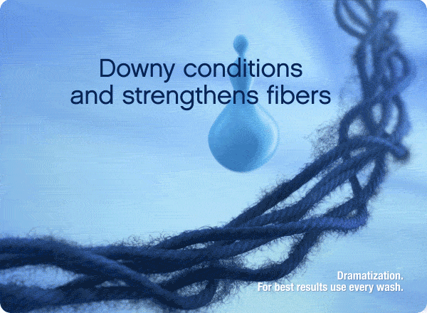 Downy fabric conditioners to strengthen the fibres and reduces pilling, stretching and fuzz