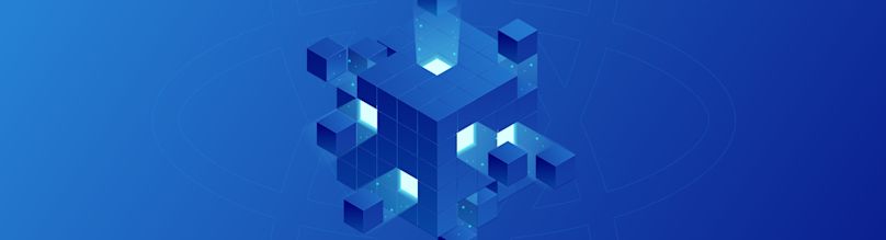 a blue abstract background with a pattern of cubes