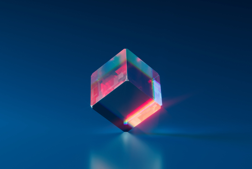 a 3d image of a cube on a dark blue background