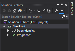solution window with project