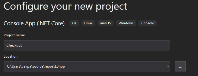 step 5 - configure your new project
