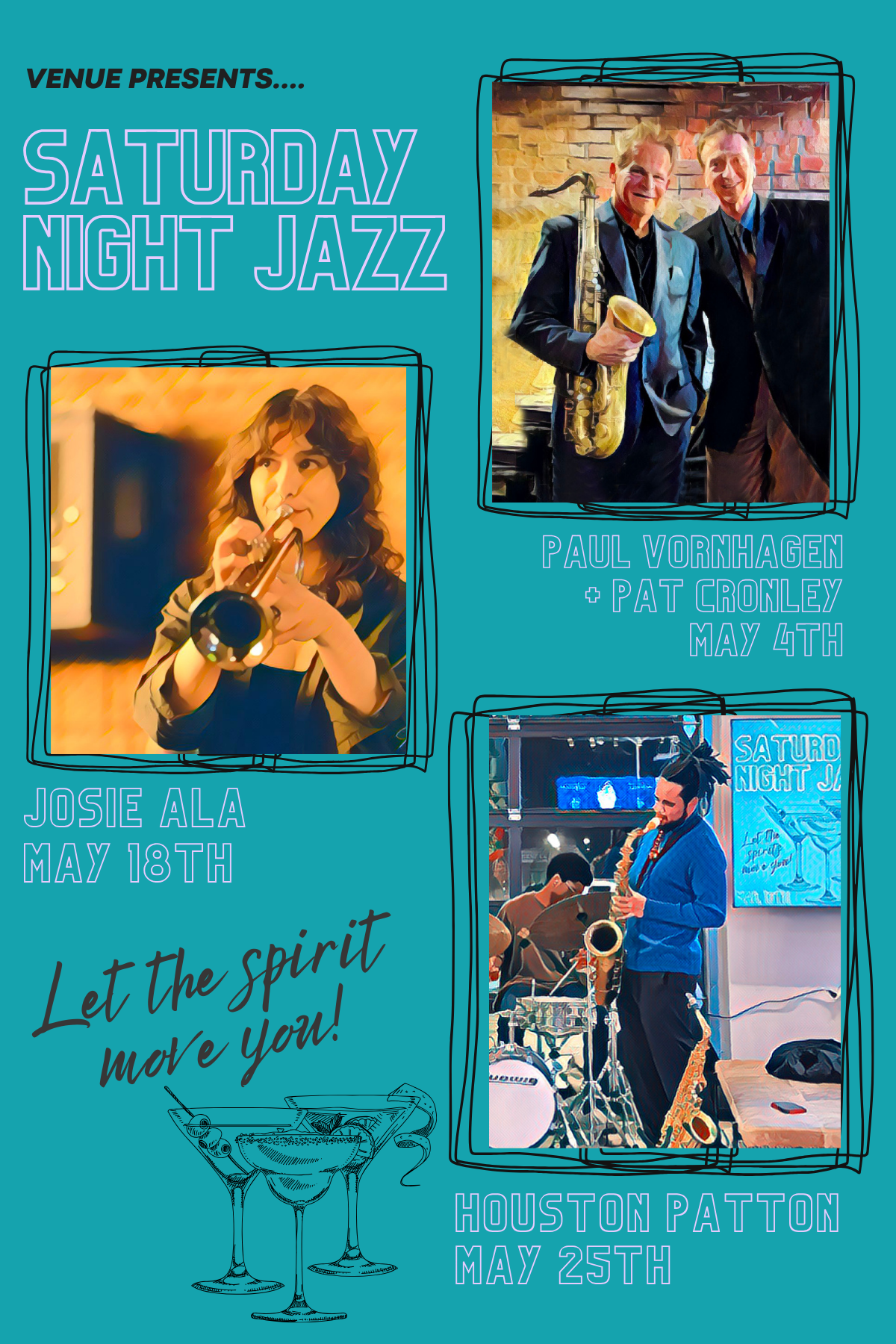 Artists for May 2024 Saturday Night Jazz at Venue