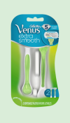Green extra smooth 5 bladed Gillette Venus razor in packaging