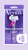 Purple coloured refillable Gillette Venus razor in packaging