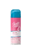 Pink metal Gillette Venus shaving cream container with a blue cap