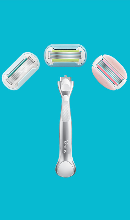 Manche métallique avec différentes têtes de rasoir Gillette Venus à considérer