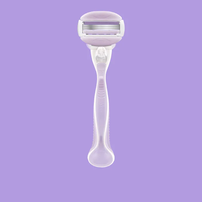 Venus ComfortGlide Freesia refillable razor in lavender with moisture bars and 3-blade head