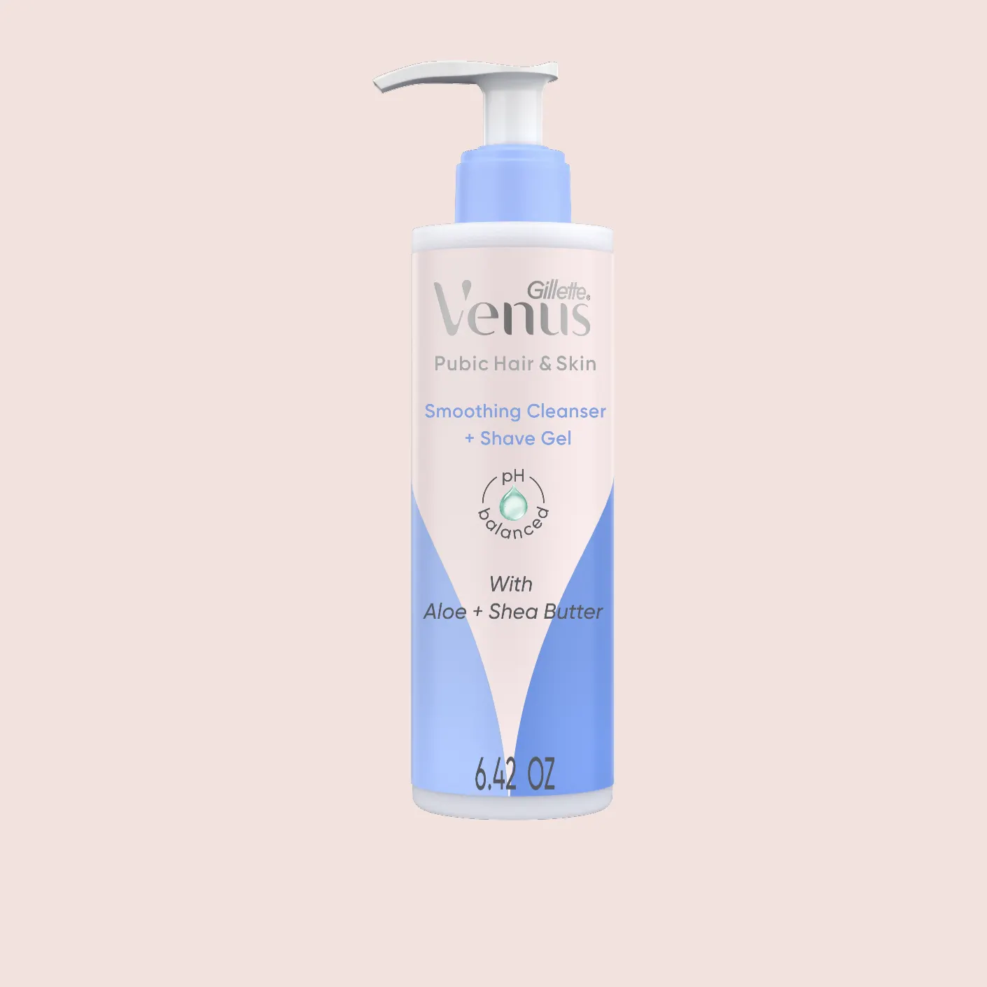 Gillette Venus pubic hair and skin smoothing cleanser and shave gel pump bottle with aloe and shea butter 6.42 oz