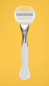 360 video view of silver refillable Gillette Venus razor with a yellow razor head
