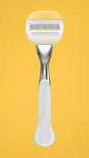 360 video view of silver refillable Gillette Venus razor with a yellow razor head