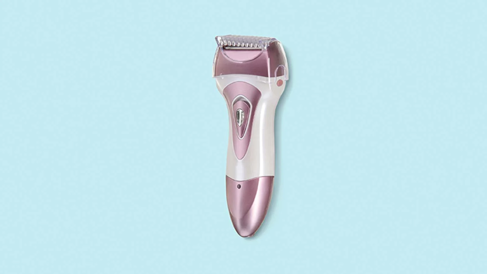 Purple and white automatic razor