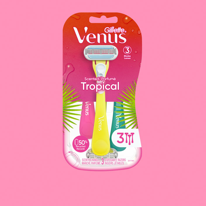 Venus Tropical Disposable Razor with 3 blades, 3 razors