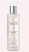 Package with a squeeze cap of white Venus cleanser + shaving gel