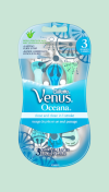 Blue and green Oceana 3 bladed Gillette Venus razors in packaging