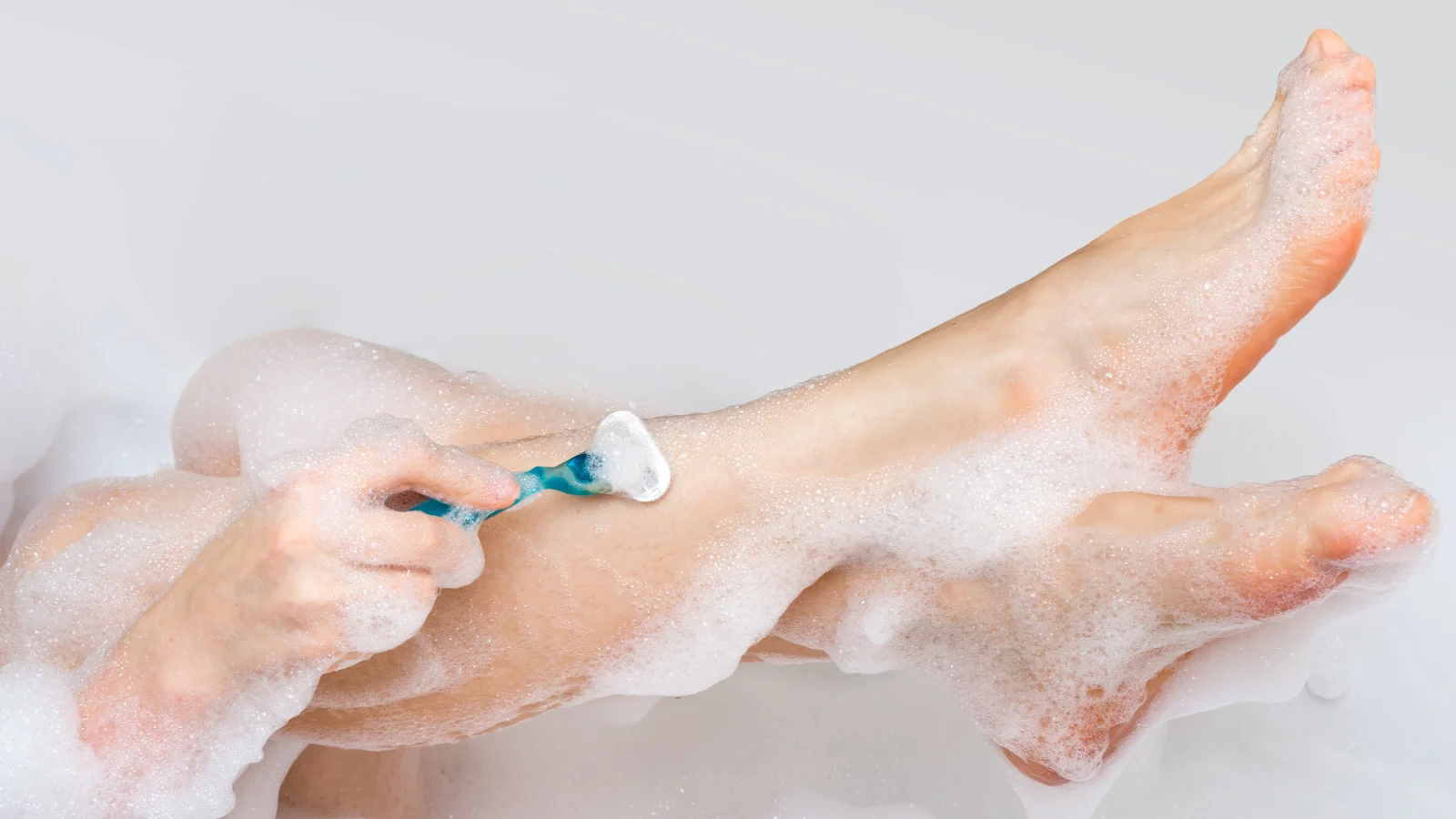 Foamy legs in shaving with Venus razor