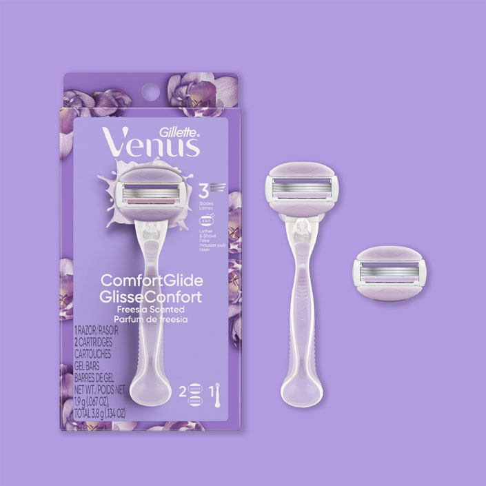Rasoir rechargeable Venus ComfortGlide Freesia avec 3 lames