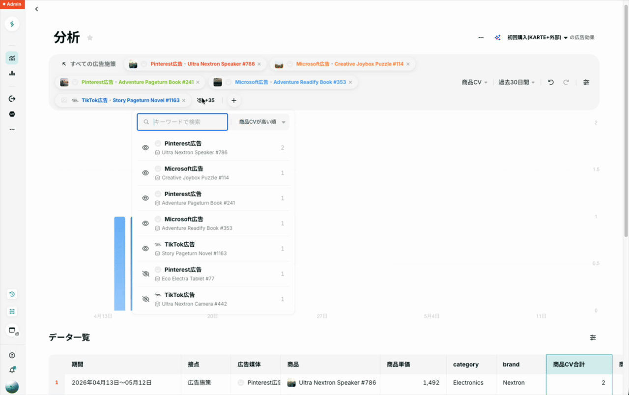表示非表示の検索機能向上