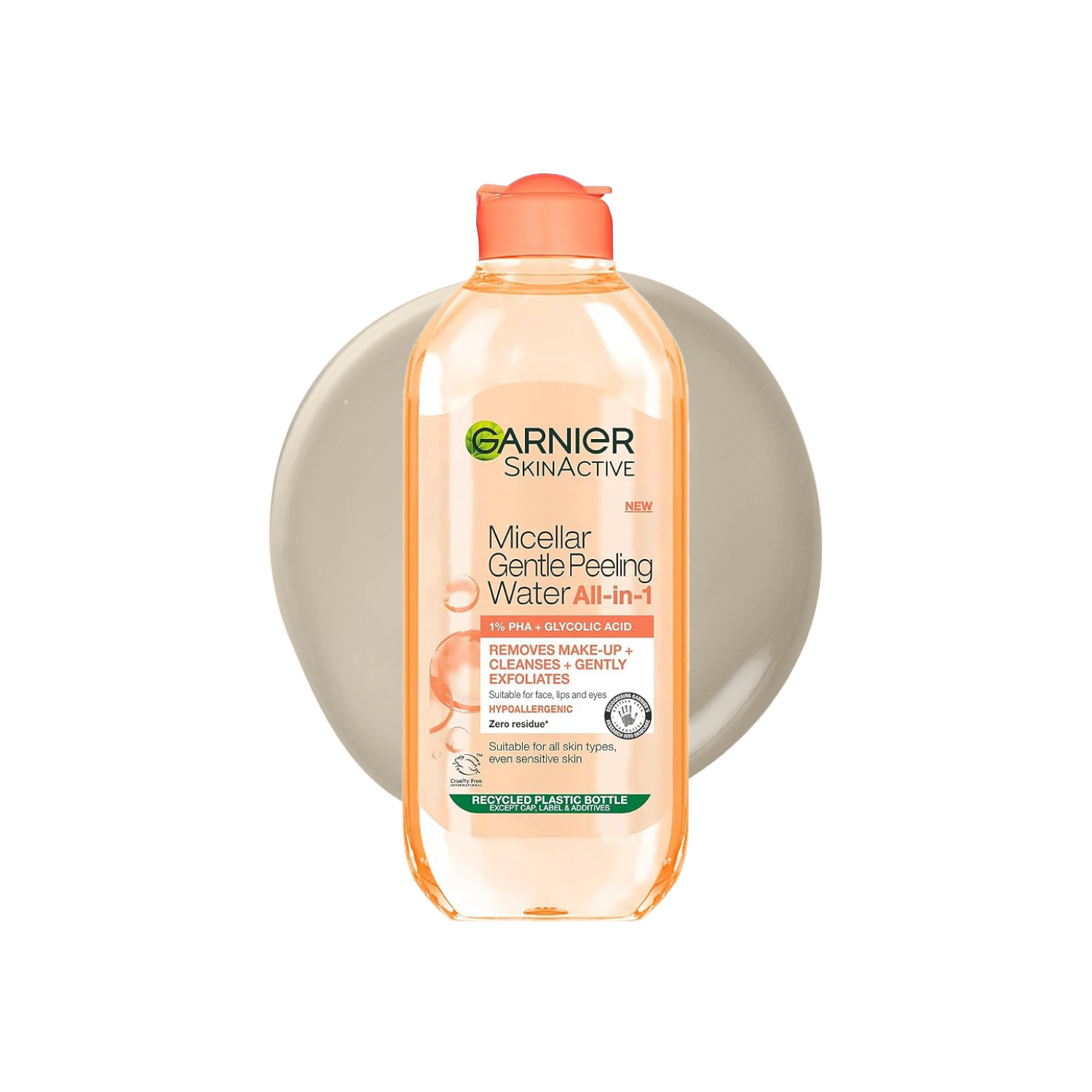 Garnier Micellar Gentle Peeling Water - 400Ml | Glycolic Acid | Propylene Glycol | Glycerin | Deeply Cleanses | Gently Exfoliates