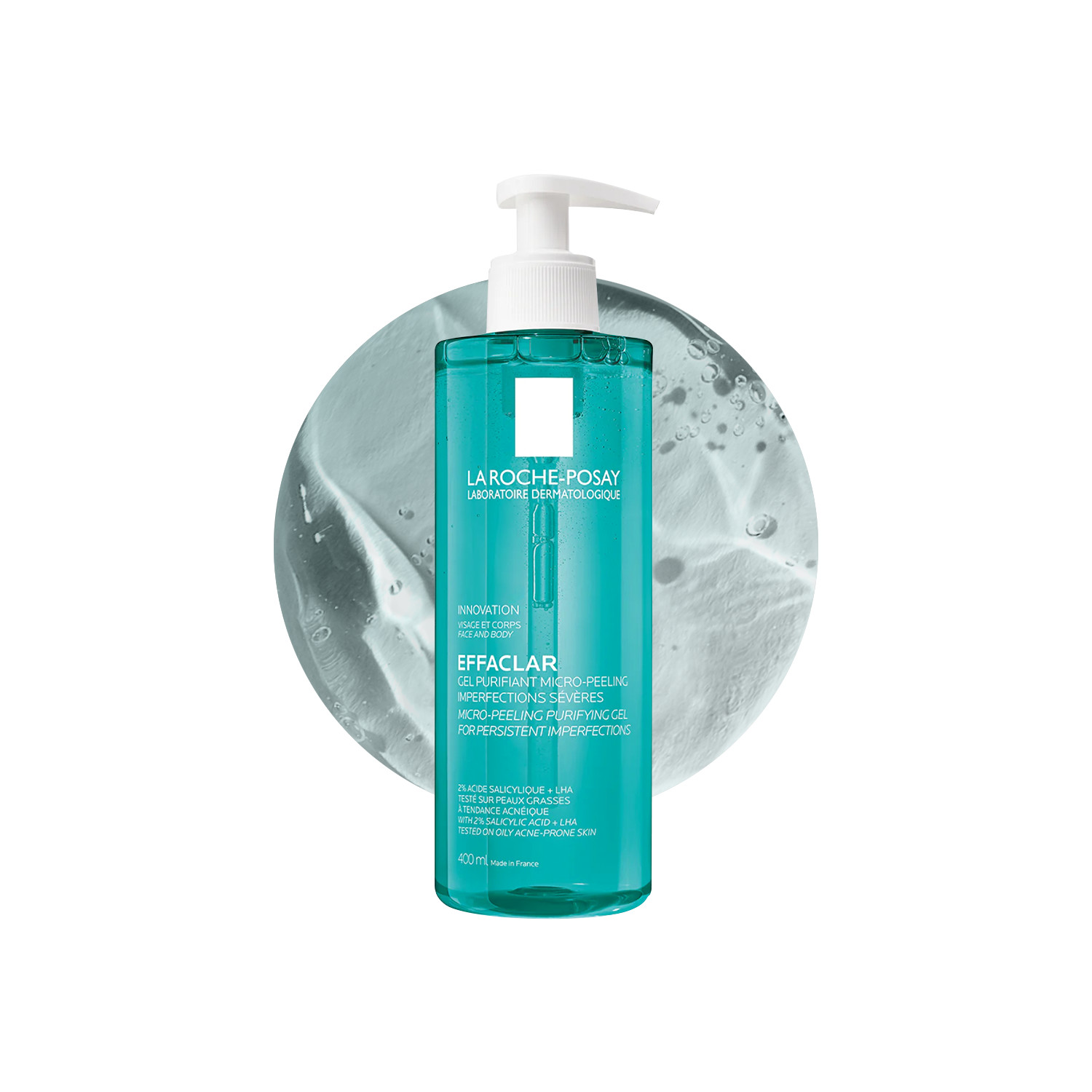 La Roche-Posay Effaclar Micro-Peeling Gel Wash - 400Ml | Dermatologist Tested | Fragrance Free | Salicylic Acid | Exfoliating | Refines Skin Texture
