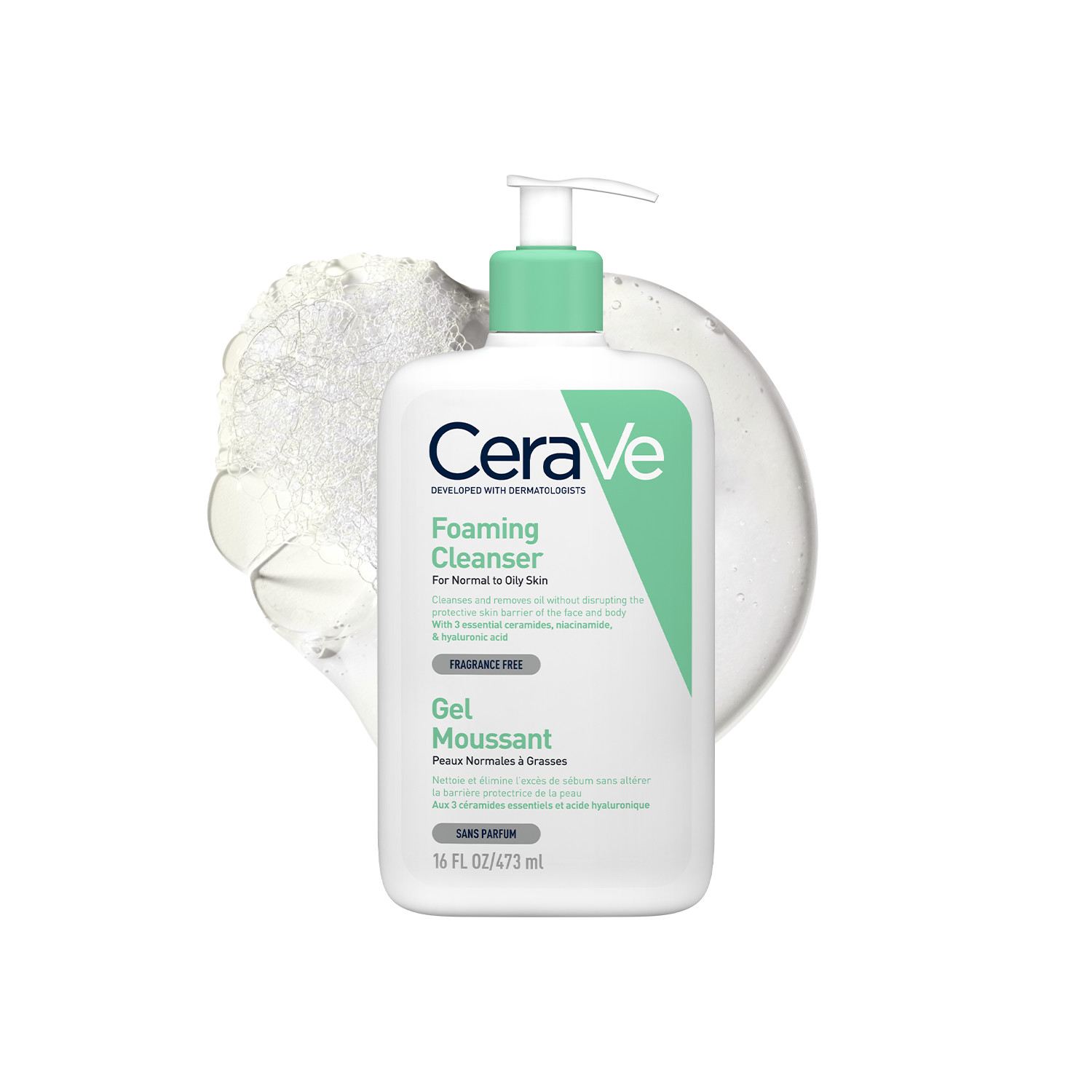 Cerave Foaming Cleanser With Niacinamide - 473Ml | Dermatologist Tested | Fragrance Free | Non-Comedogenic | Skin Purifier | Hyaluronic Acid