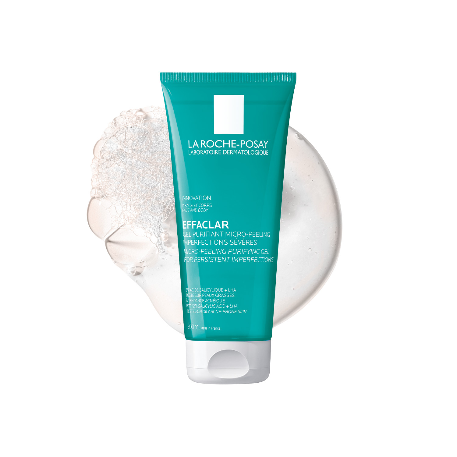 La Roche-Posay Effaclar Micro-Peeling Gel Wash - 200Ml | Dermatologist Tested | Fragrance Free | Salicylic Acid | Glycerin | Citric Acid | Oily Skin