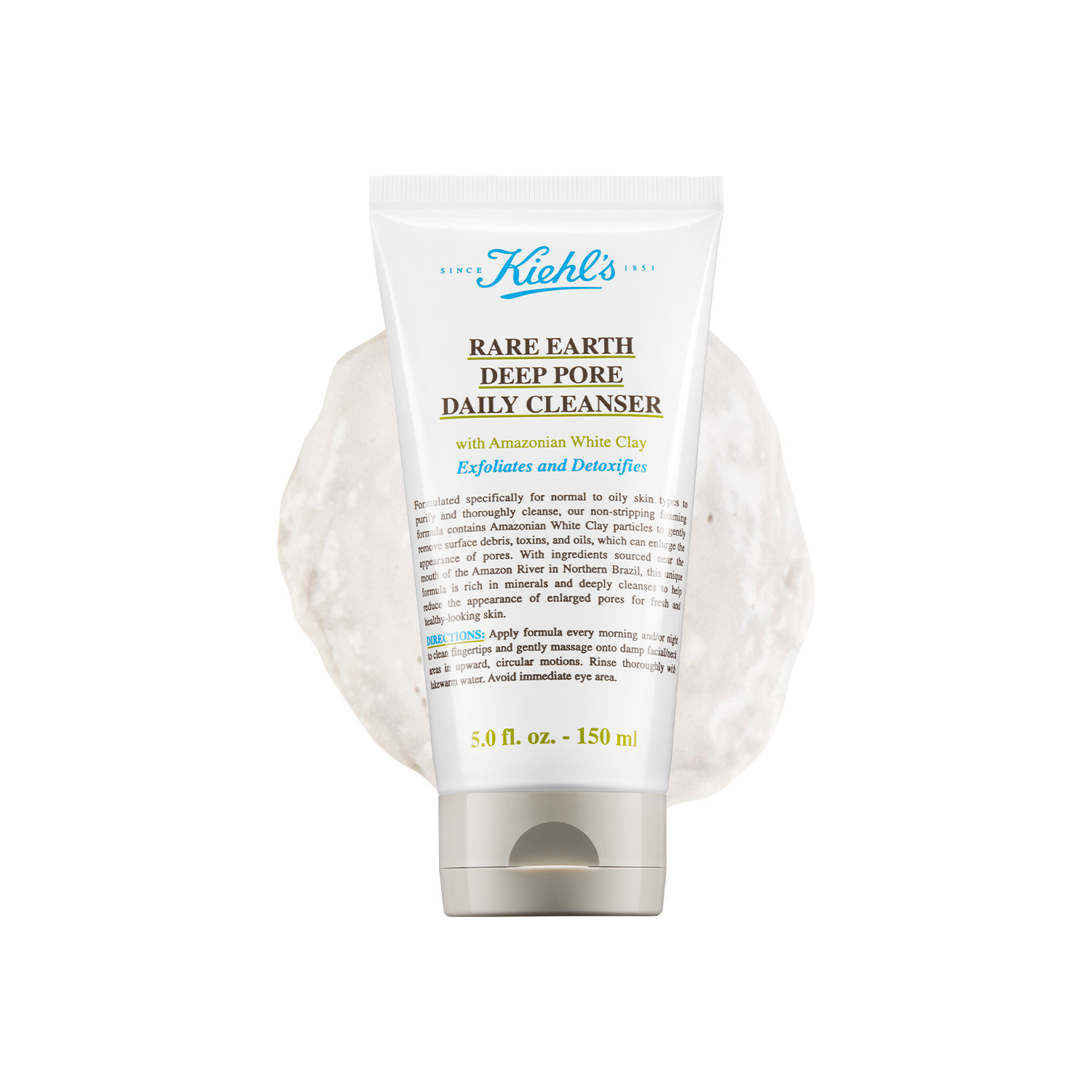 Kiehls White Kiehl's Rare Earth Deep Pore Cleanser - 150Ml | Fragrance Free | Amazonian Clay | Aloe Vera & Salicylic Acid | Exfoliating | Detoxifying