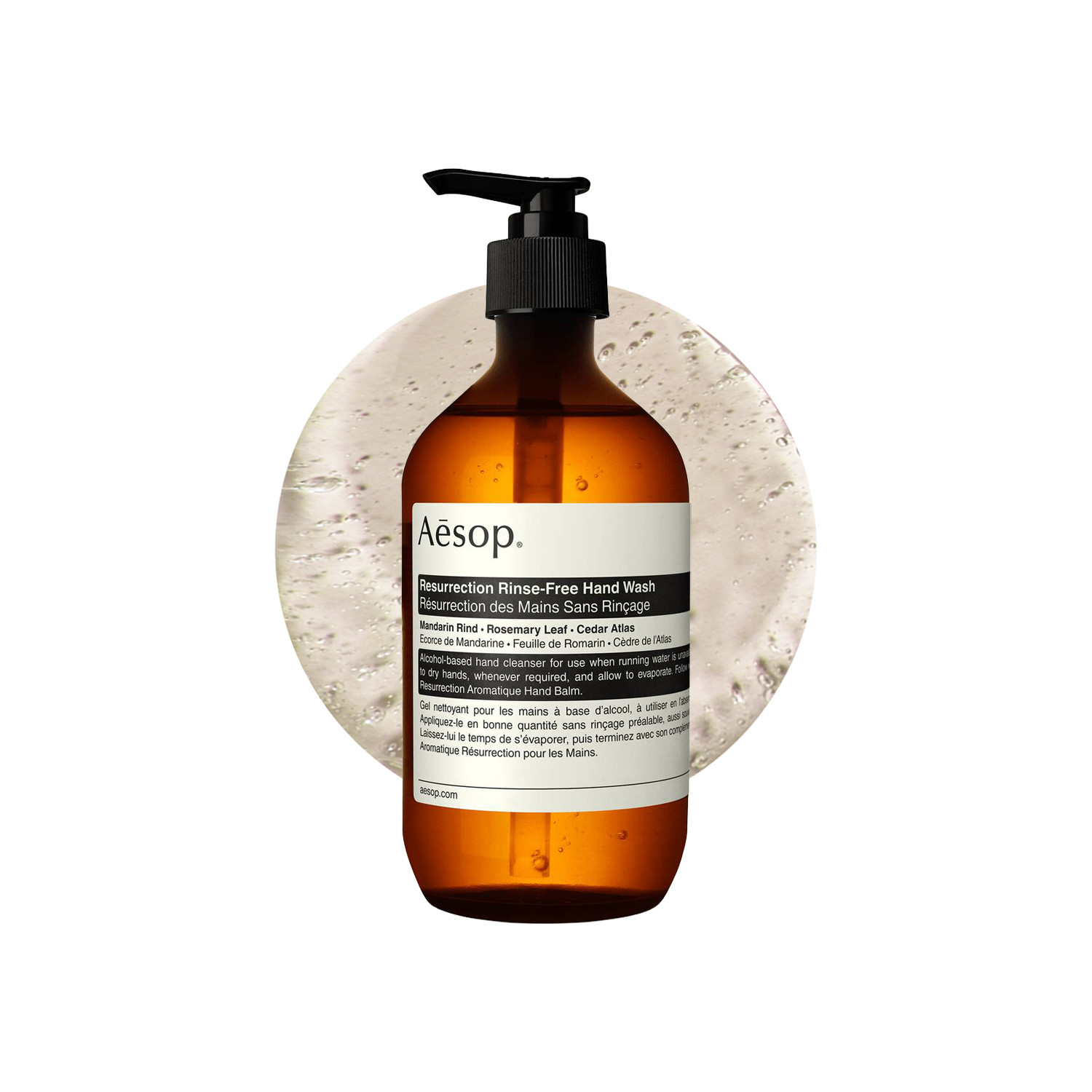 Aesop Resurrection Rinsefree Hand Wash - 500Ml | Features A Zesty Fragrance | Non Sticky Cleansing Gel | Pocket Sized For All Day Use