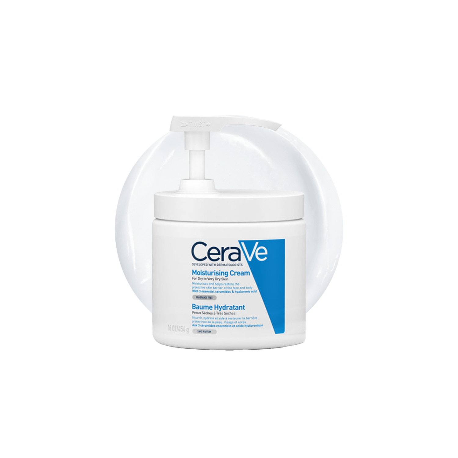Cerave Cream Moisturising Pump For Dry Skin - 454G | Non-Greasy | Protects Skin Barrier | 24-Hour Hydration & Skin Restoration
